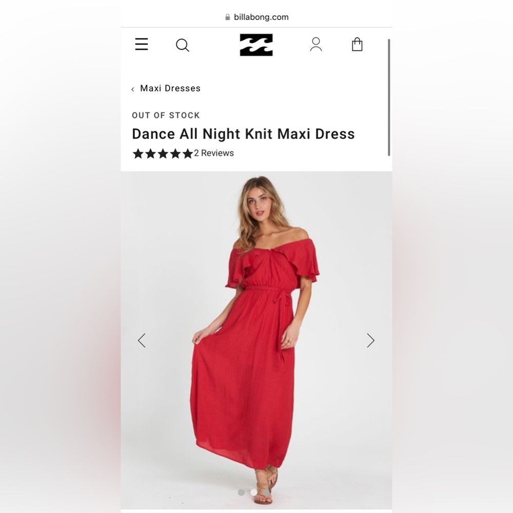 NWT- Billabong Dance All Night knit Maxi Dress in Garnet